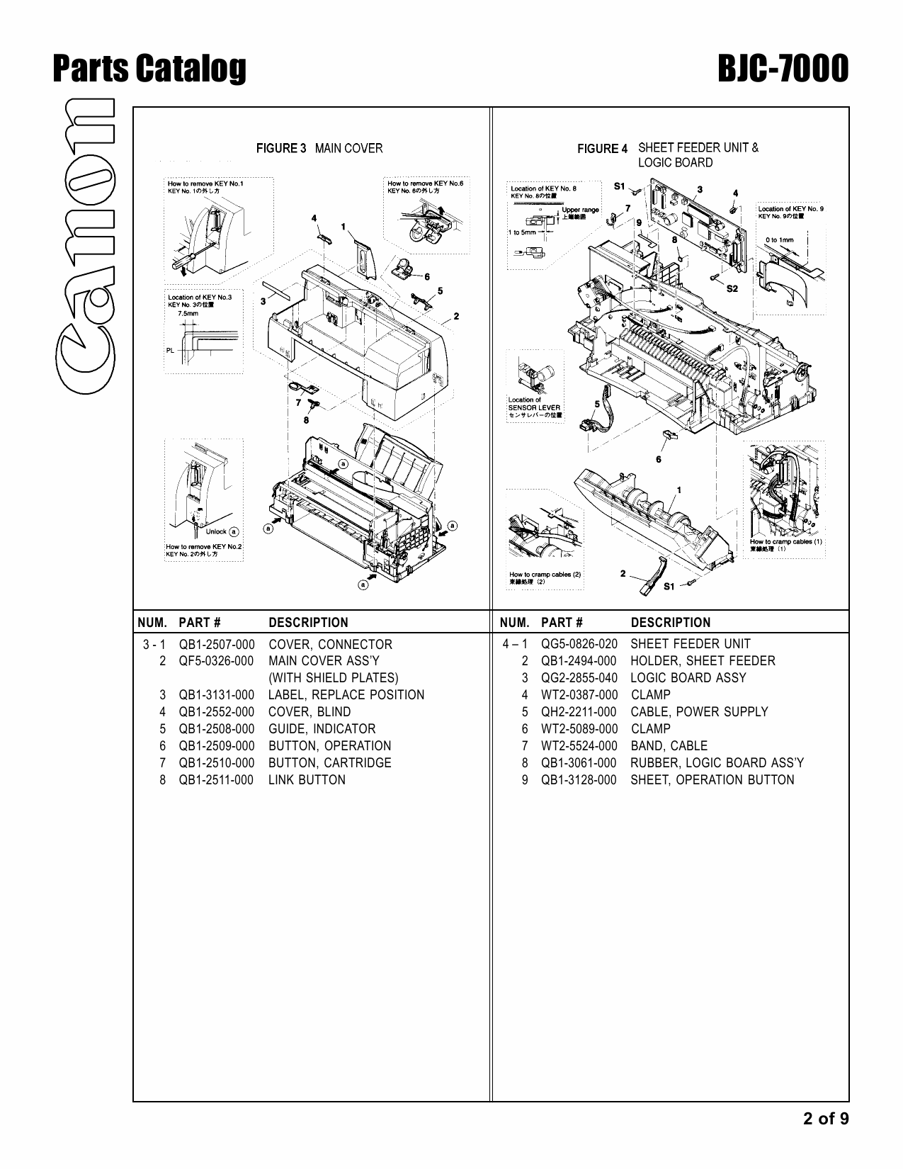 Canon BubbleJet BJC-7000 Parts Catalog Manual-2